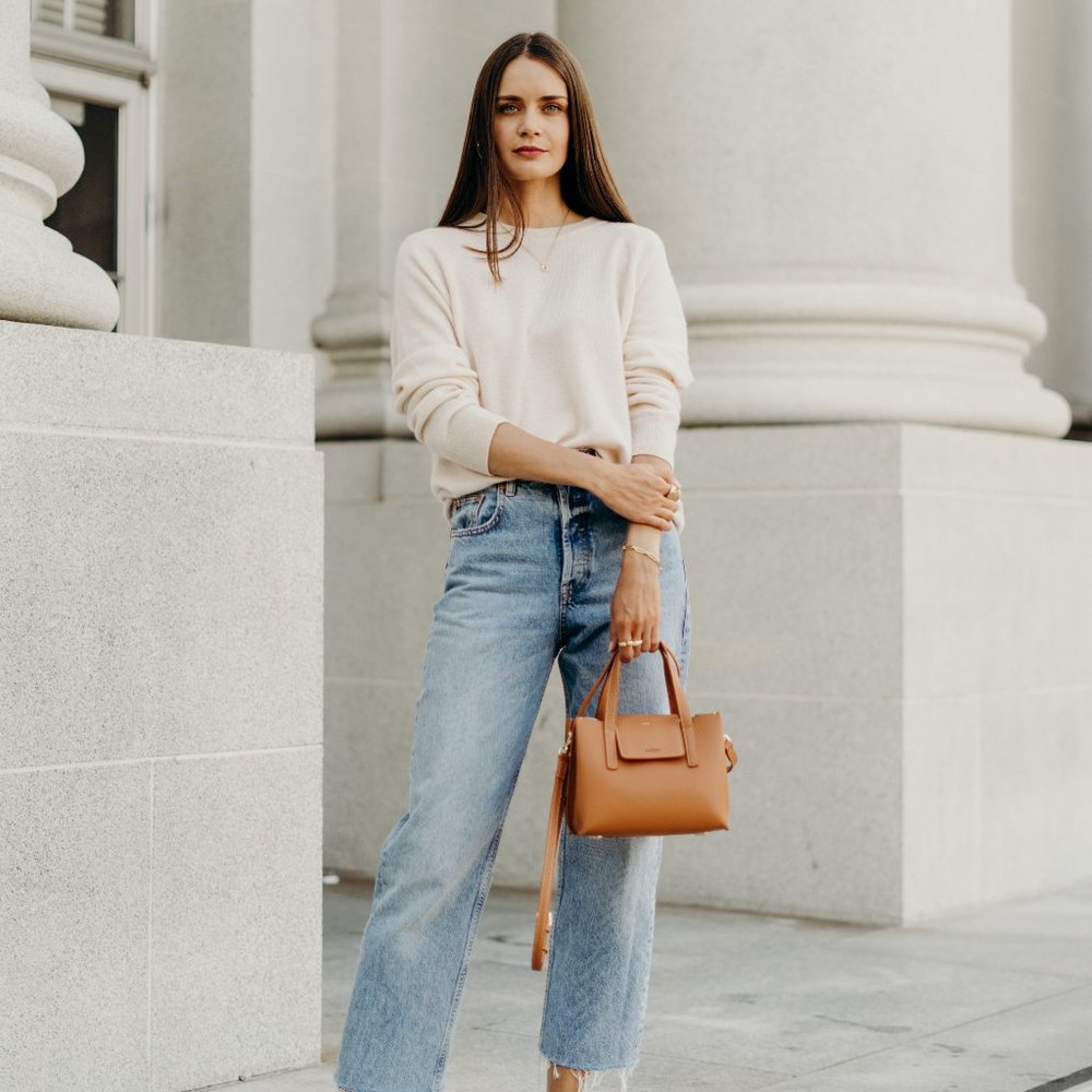 😍 NEW COLOR * Stella Mini Satchel Bag - Genuine Leather - Chalk - Picture 10 of 10